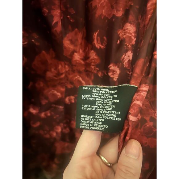 Guess Asymmetrical Belted Wool Walker Coat in a wine/burgundy color size small - Picture 5 of 9